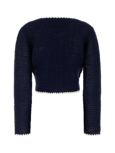 self-portrait Self Portrait Women Navy Crochet Contrast Trim Cardigan