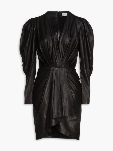 Other Designers Sumai wrap-effect pleated leather mini dress