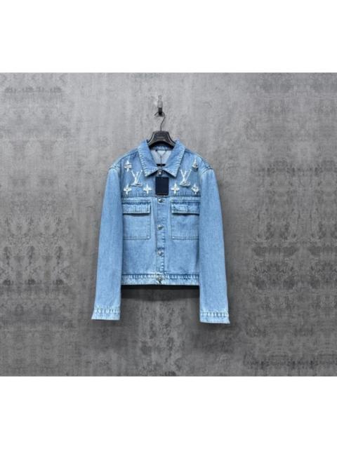 Louis Vuitton Louis Vuitton Lv25 Distressed Logo Denim Jacket