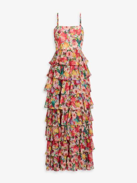 Other Designers Tiered floral-print crepe de chine maxi dress