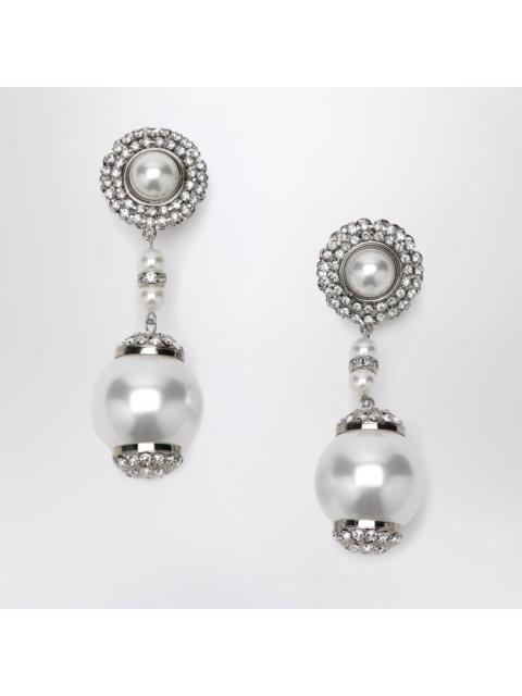 Alessandra Rich Alessandra Rich Silver-Tone Clip Earrings With Pearl And Crystal Pendant Women