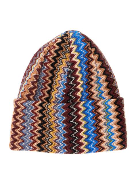 Missoni Missoni Men Brown Beanie With Striped Motif In Wool And Polyester For Women