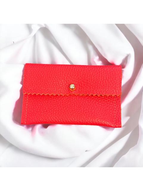 Other Designers Hand Crafted - Handmade Red Leather Credit Card Business Card Case Holder