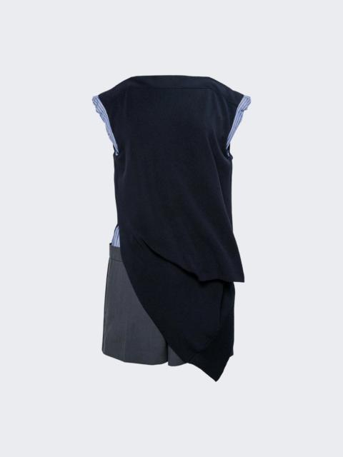 sacai Suiting X Knit Dress Navy And Grey