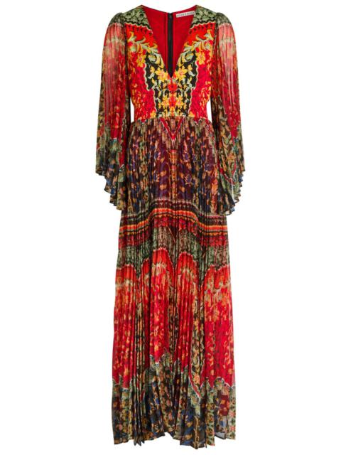 Alice + Olivia Alice + Olivia Bennett Floral-print Pleated Chiffon Maxi Dress