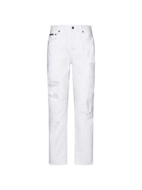 Dolce & Gabbana Logo Plaque Distressed Jeans