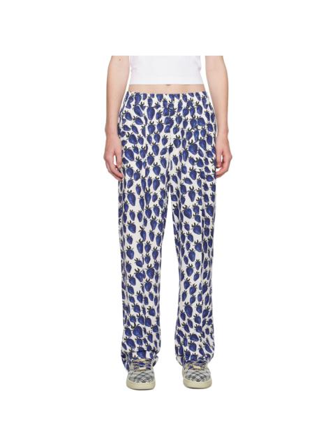 Burberry White & Blue Strawberry Trousers