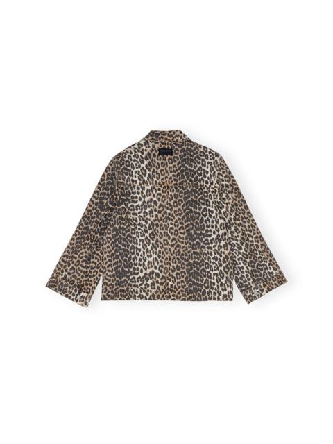 GANNI LEOPARD PRINTED DENIM JACKET