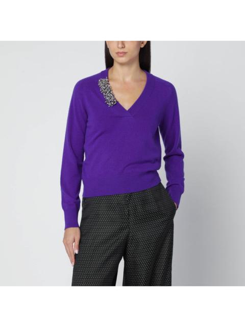 Dries Van Noten Dries Van Noten Purple Cashmere Sweater With Brooch Detail Women