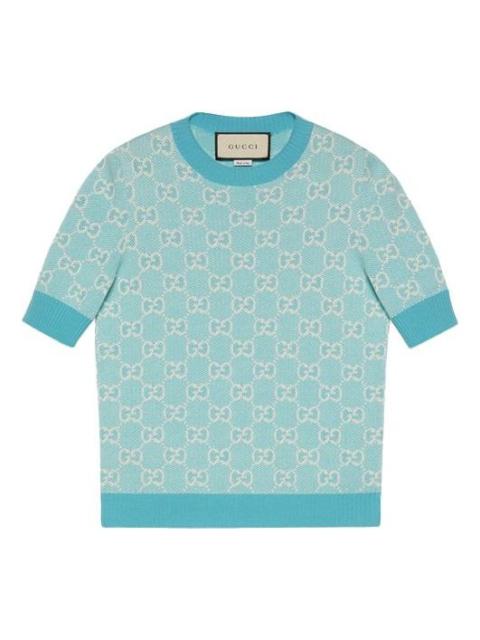 (WMNS) Gucci GG Cotton Wool Piquet Top 'Light Blue' 629456-XKBHQ-4692