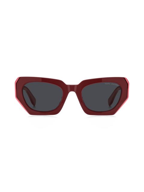 Marc Jacobs Marc Jacobs 52mm Rectangular Geometric Sunglasses in Burgundy Fuchsia at Nordstrom