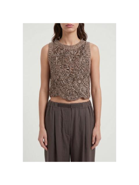Brunello Cucinelli Brunello Cucinelli Wotaupe Crochet Knit Sweater