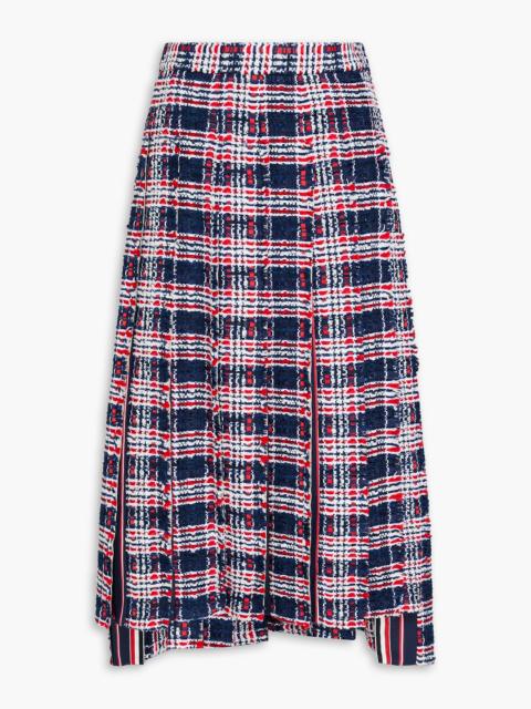 Thom Browne Pleated checked tweed midi skirt