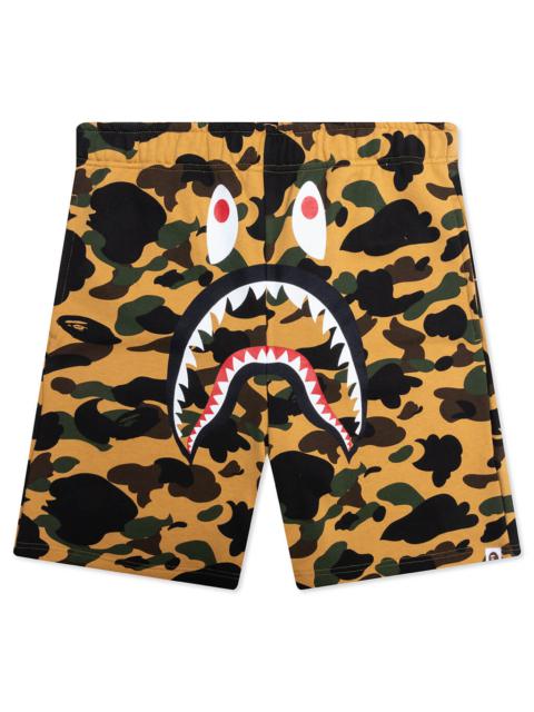 A BATHING APE® 1ST CAMO SHARK REGULAR FIT SWEAT SHORTS - YELLOW