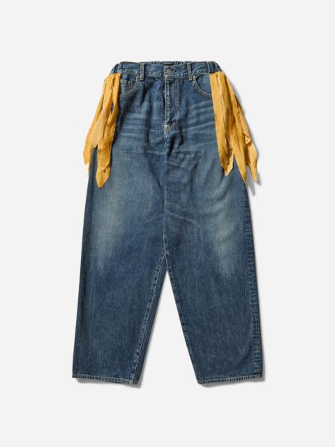 UNDERCOVER Women's Fringed Denim Pants Light Blue Indigo