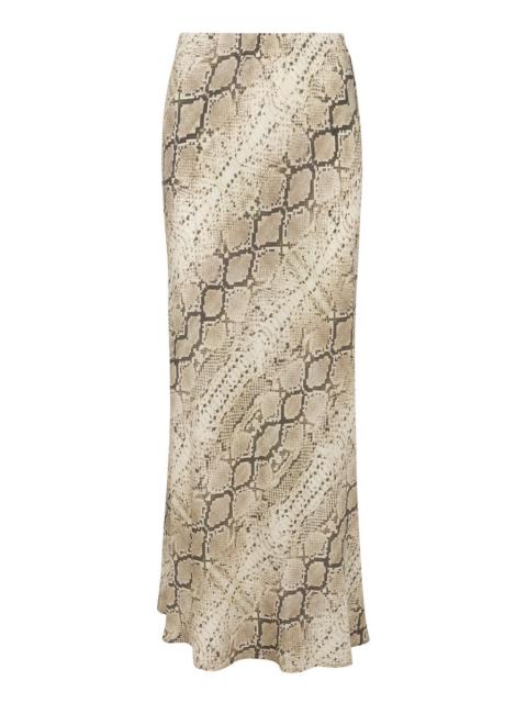 SPRWMN BEIGE SNAKESKIN SILK BIAS MAXI SKIRT