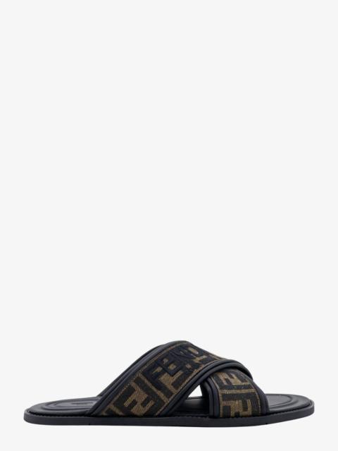 FENDI Fendi Men Ff Jacquard Fabric Sandals With Embroidered Logo