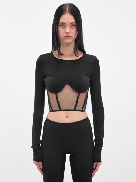 NENSI DOJAKA Black Bustier Long Sleeve Top