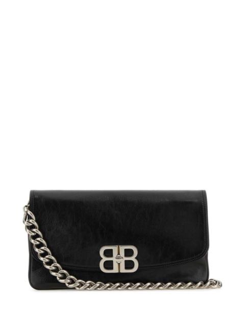 BALENCIAGA Balenciaga Women Black Leather Medium Bb Soft Flap Clutch
