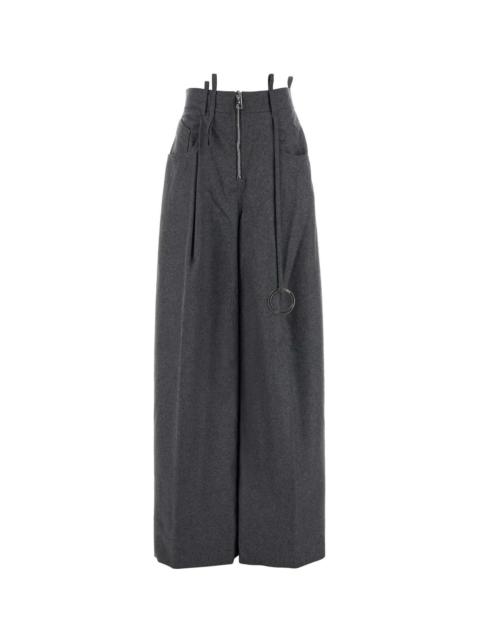 Dark Grey Wool Blend Palazzo Pant