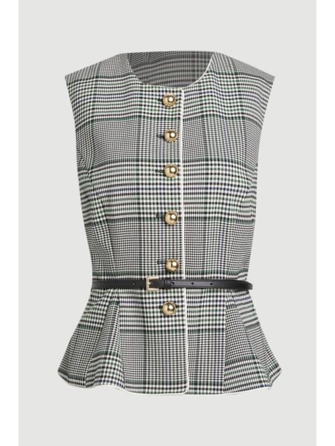 KAREN MILLEN Tailored Check Belted Peplum Jacket