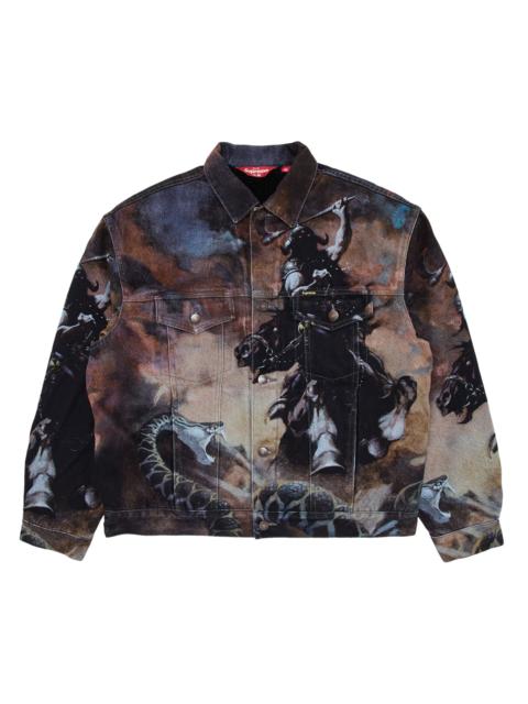Supreme Supreme x Frank Frazetta Faux Shearling Lined Trucker Jacket 'Multicolor'