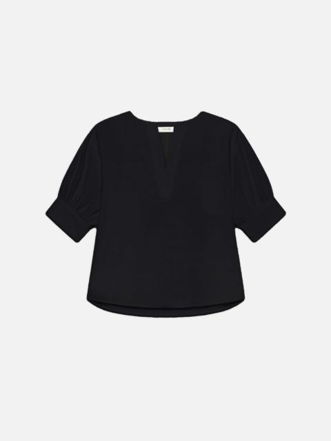 FRAME V-neck Popover Top in Black