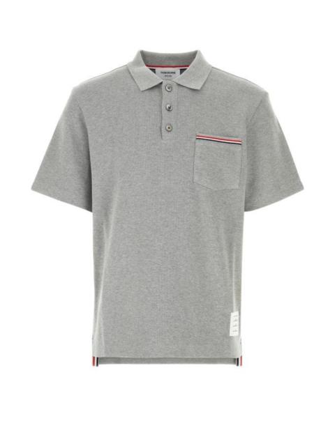 Thom Browne Man Grey Cotton Polo Shirt