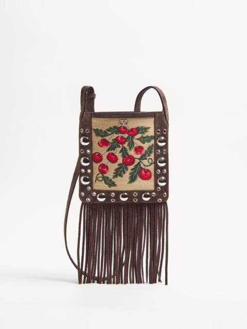 Valentino VALENTINO GARAVANI NELLCÔTE SMALL SHOULDER BAG IN JACQUARD RAFFIA WITH CHERRYFIC PATTERN