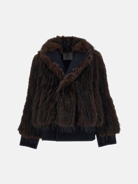 sacai Sacai Women Wool Melton X Faux Fur Jacket