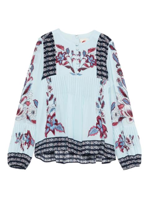 FARM RIO Farm Rio Marcelle Floral-print Pleated Blouse