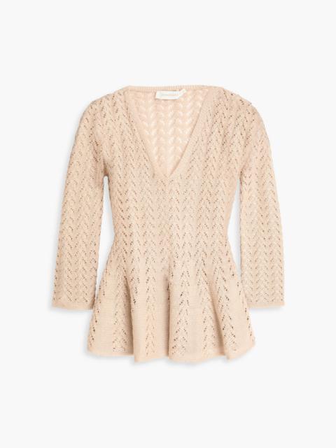 Zimmermann Metallic crochet-knit top