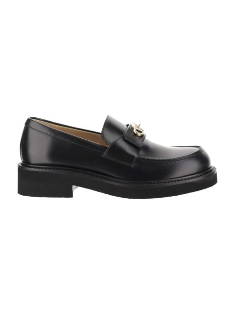 Valentino Black Leather Vlogo Loafers