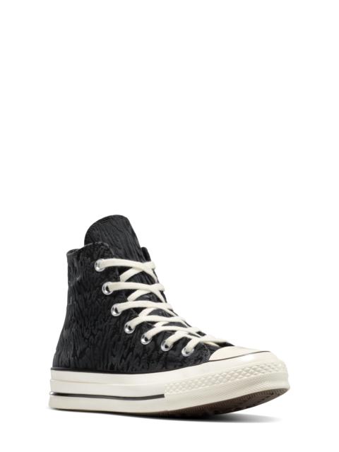 Converse Converse Gender Inclusive Chuck 70 Leopard Flocked Satin Low Top Sneaker in Black/Egret/Total Eclips
