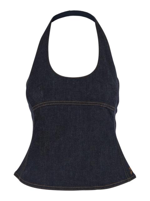 JACQUEMUS Jacquemus Women Blue Halter Neck Top In Denim Woman