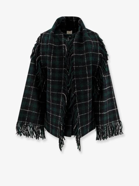 TOTEME Toteme Fringed Scarf Madras Wool Coat