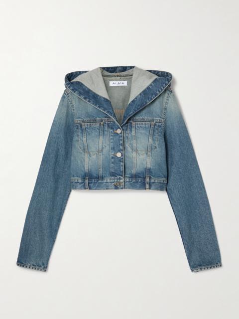 Alaïa Cropped Hooded Denim Jacket