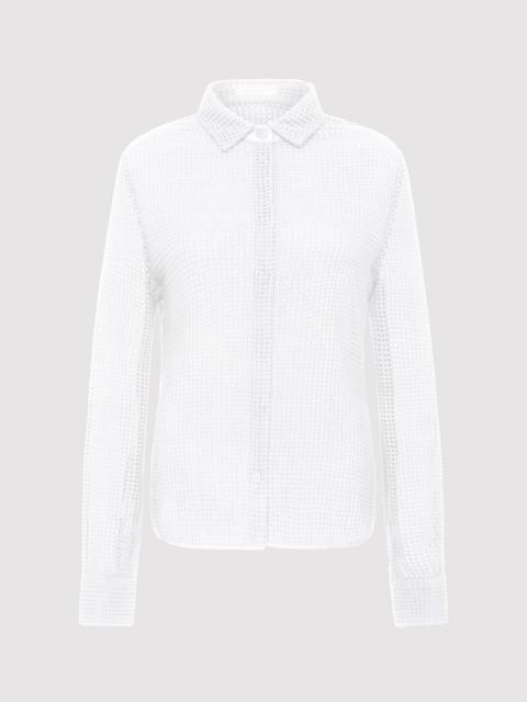 ST. AGNI Fitted Cotton Grid Shirt - White