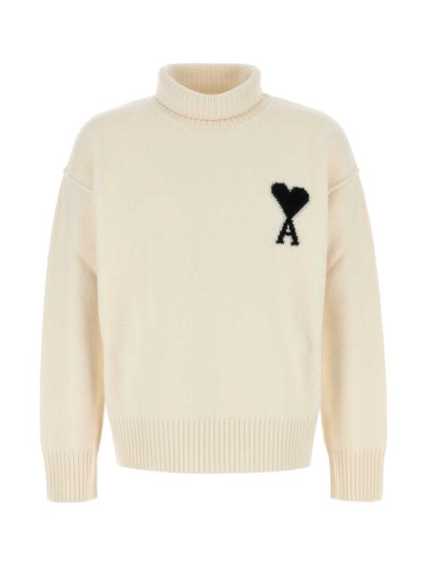 AMI Paris Ami Men Ivory Wool Sweater