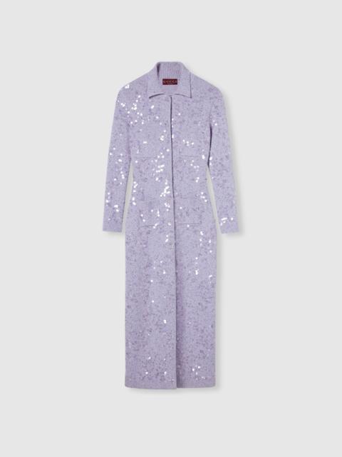 GUCCI Embroidered sequin polo dress