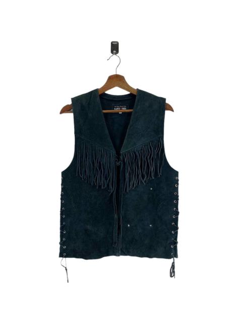 Other Designers Genuine Leather - VINTAGE BLACK LEATHER VEST JACKET COWBOY