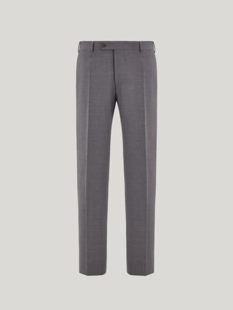 Canali GRAY HIGH-WAISTED PLEATLESS STRETCH WOOL PANTS