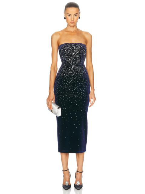 ALEX PERRY Crystal Velvet Midi Dress