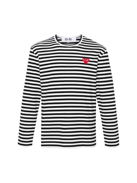 Comme des Garçons PLAY UNISEX STRIPED TEE RED HEART - BLACK