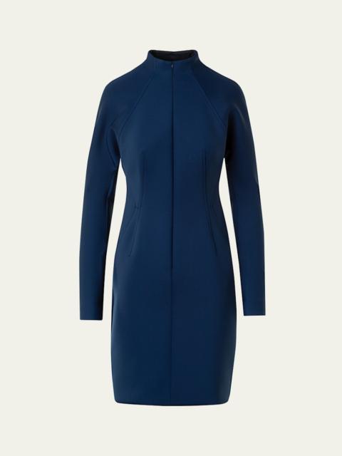 AKRIS Techno Neoprene Long-Sleeve Zip-Front Dress