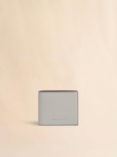 Marni GRAY LEATHER BIFOLD WALLET WITH CONTRAST STITCHING