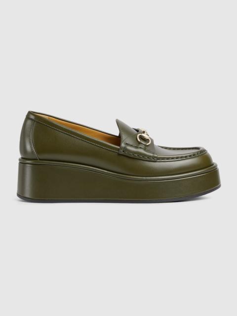 GUCCI Gucci Horsebit GG Wedge Loafers