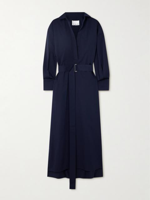 SA SU PHI Francesca Belted Cotton And Silk-blend Maxi Shirt Dress