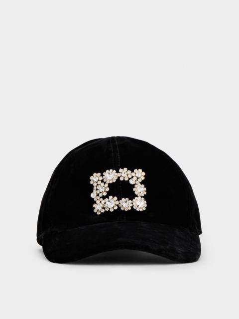 Roger Vivier Efflorescence Baseball Cap in velvet
