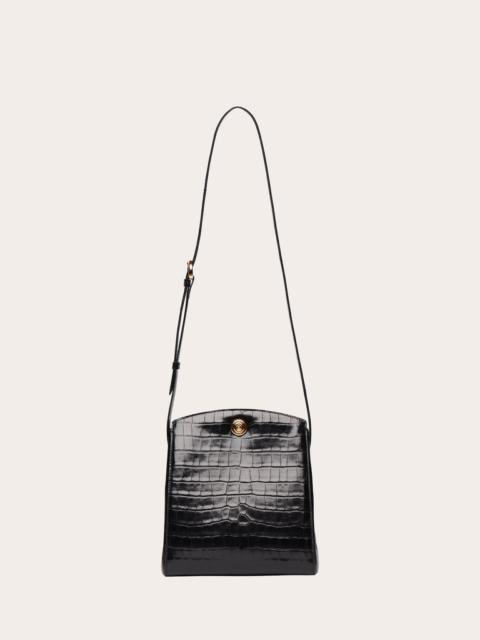Liffner PUSHLOCK CROSSBODY BAG BLACK CROC